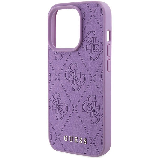 Guess læder 4G Stemplet case til iPhone 15 Pro - lilla