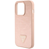 Guess Croco Triangle Metal Logo-hylster til iPhone 15 Pro - pink