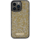 Guess Rhinestone Metal Logo-hylster til iPhone 15 Pro - gul
