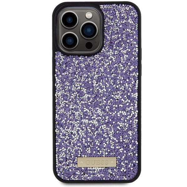 Guess Rhinestone Metal Logo-hylster til iPhone 15 Pro - pink