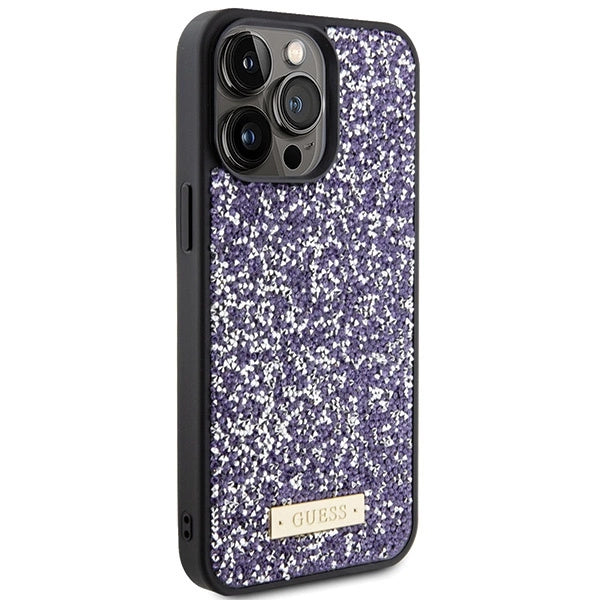 Guess Rhinestone Metal Logo-hylster til iPhone 15 Pro - pink