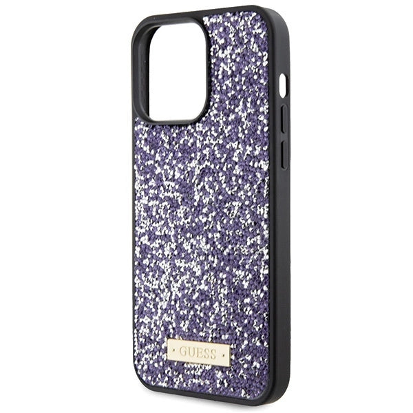 Guess Rhinestone Metal Logo-hylster til iPhone 15 Pro - pink