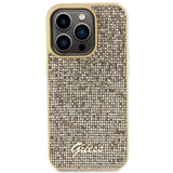 Guess Disco Metal Script-hylster til iPhone 15 Pro - guld