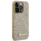 Guess Disco Metal Script-hylster til iPhone 15 Pro - guld
