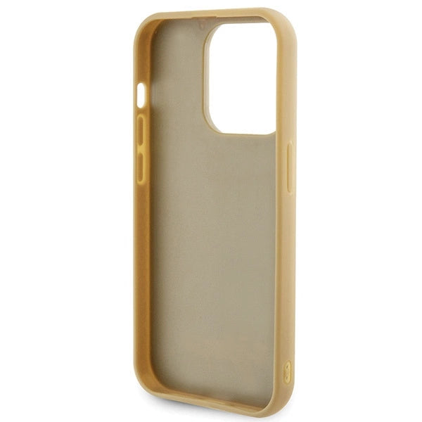 Guess Disco Metal Script-hylster til iPhone 15 Pro - guld