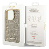 Guess Disco Metal Script-hylster til iPhone 15 Pro - guld
