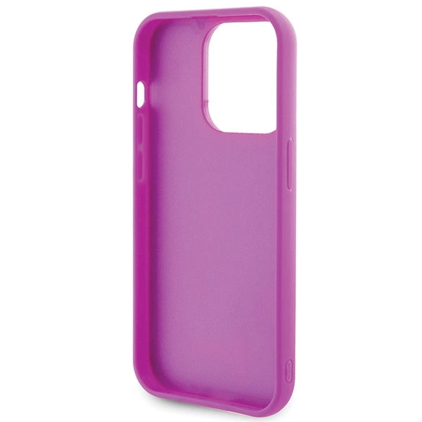 Guess Disco Metal Script-hylster til iPhone 15 Pro - pink