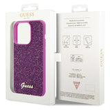 Guess Disco Metal Script-hylster til iPhone 15 Pro - pink