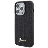 Guess Disco Metal Script-hylster til iPhone 15 Pro - sort