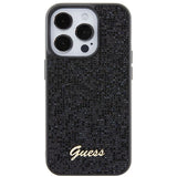 Guess Disco Metal Script-hylster til iPhone 15 Pro - sort