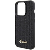 Guess Disco Metal Script-hylster til iPhone 15 Pro - sort