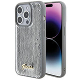 Guess Sequin Script Metallæske til iPhone 15 Pro - sølv