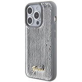Guess Sequin Script Metallæske til iPhone 15 Pro - sølv