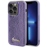 Guess Sequin Script Metallæske til iPhone 15 Pro - lilla