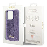 Guess Sequin Script Metallæske til iPhone 15 Pro - lilla