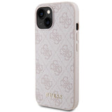 Guess 4G Metal Gold Logo-hylster til iPhone 15 - pink