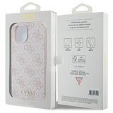 Guess 4G Metal Gold Logo-hylster til iPhone 15 - pink