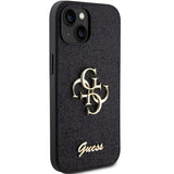 Guess Glitter Script Stor 4G-kasse til iPhone 15 - sort