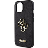 Guess Glitter Script Stor 4G-kasse til iPhone 15 - sort