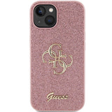 Guess Glitter Script Stor 4G-kasse til iPhone 15 - pink