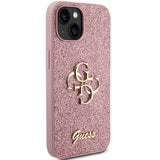 Guess Glitter Script Stor 4G-kasse til iPhone 15 - pink