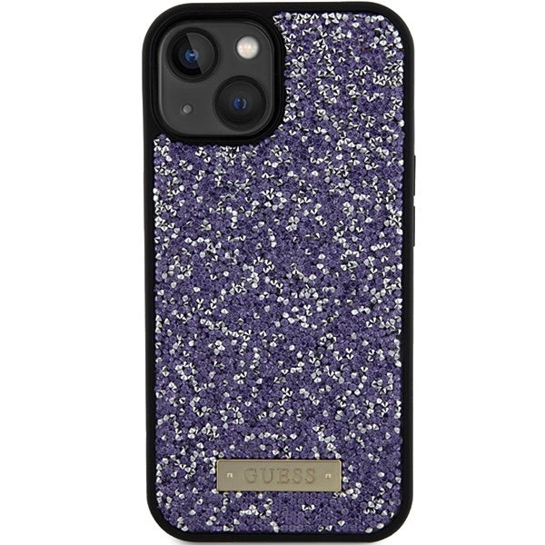 Guess Rhinestone Metal Logo iPhone 15 Case - Pink