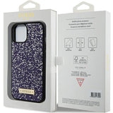Guess Rhinestone Metal Logo iPhone 15 Case - Pink