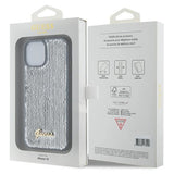 Guess Sequin Script Metallæske til iPhone 15 - sølv