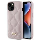 Guess Quilted Metal Logo Case til iPhone 15 - pink