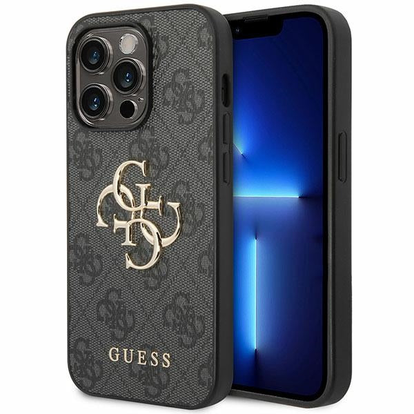 Guess 4G Big Metal Logo-hylster til iPhone 15 Pro Max - grå