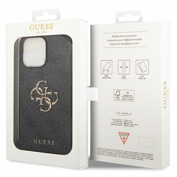 Guess 4G Big Metal Logo-hylster til iPhone 15 Pro Max - grå