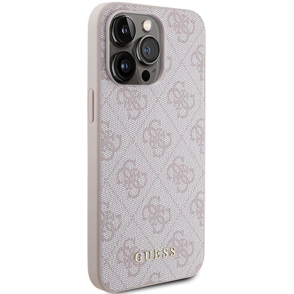 Guess 4G Metal Gold Logo-hylster til iPhone 15 Pro Max - pink
