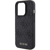 Guess læder 4G Stemplet case til iPhone 15 Pro Max - sort