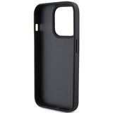 Guess læder 4G Stemplet case til iPhone 15 Pro Max - sort