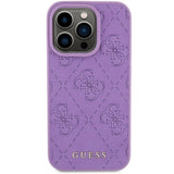 Guess læder 4G Stemplet case til iPhone 15 Pro Max - lilla