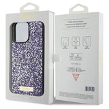 Guess Rhinestone Metal Logo-hylster til iPhone 15 Pro Max - pink