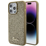 Guess Disco Metal Script-hylster til iPhone 15 Pro Max - guld