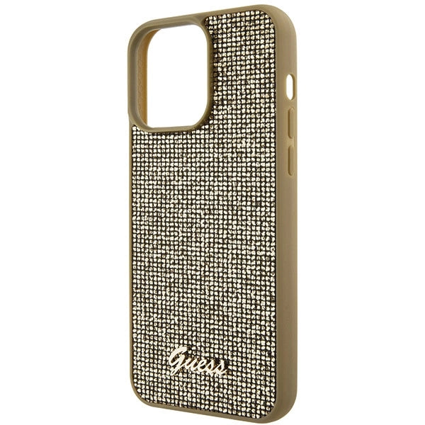 Guess Disco Metal Script-hylster til iPhone 15 Pro Max - guld