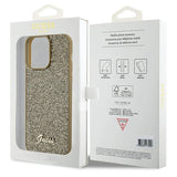 Guess Disco Metal Script-hylster til iPhone 15 Pro Max - guld