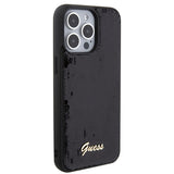 Guess Sequin Script Metallæske til iPhone 15 Pro Max - sort