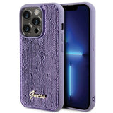 Guess Sequin Script Metallæske til iPhone 15 Pro Max - lilla