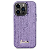 Guess Sequin Script Metallæske til iPhone 15 Pro Max - lilla