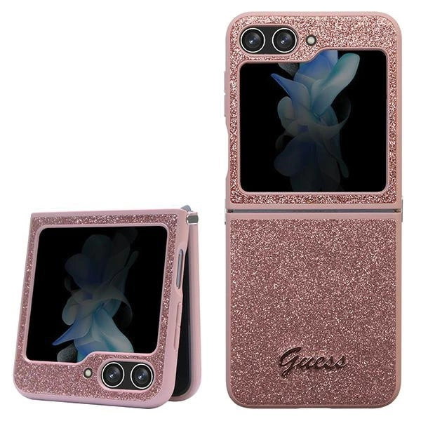 Guess Glitter Script Case til Samsung Galaxy Z Flip 5 - pink