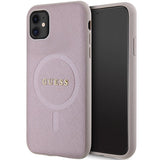 Guess GUHMN61PSAHMCP fodtøj til iPhone 11 / Xr - pink Saffiano MagSafe