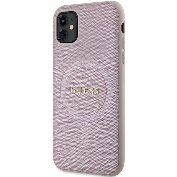Guess GUHMN61PSAHMCP fodtøj til iPhone 11 / Xr - pink Saffiano MagSafe