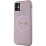 Guess GUHMN61PSAHMCP fodtøj til iPhone 11 / Xr - pink Saffiano MagSafe