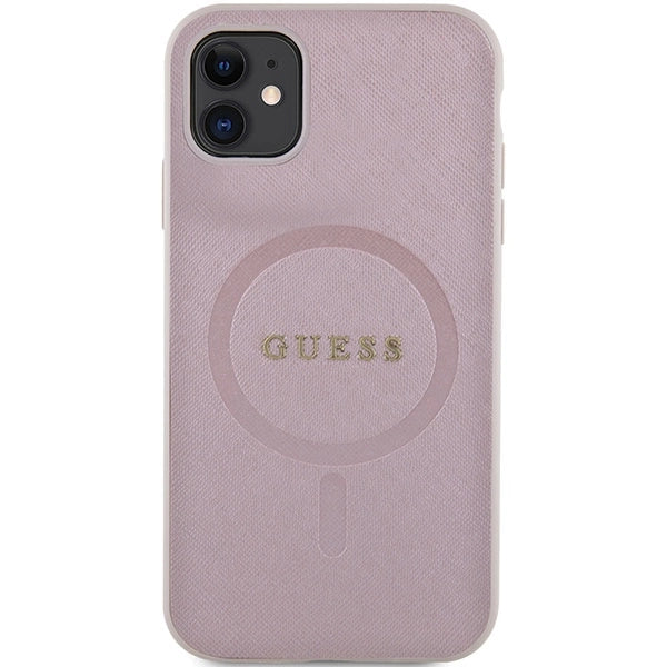 Guess GUHMN61PSAHMCP fodtøj til iPhone 11 / Xr - pink Saffiano MagSafe
