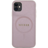 Guess GUHMN61PSAHMCP fodtøj til iPhone 11 / Xr - pink Saffiano MagSafe