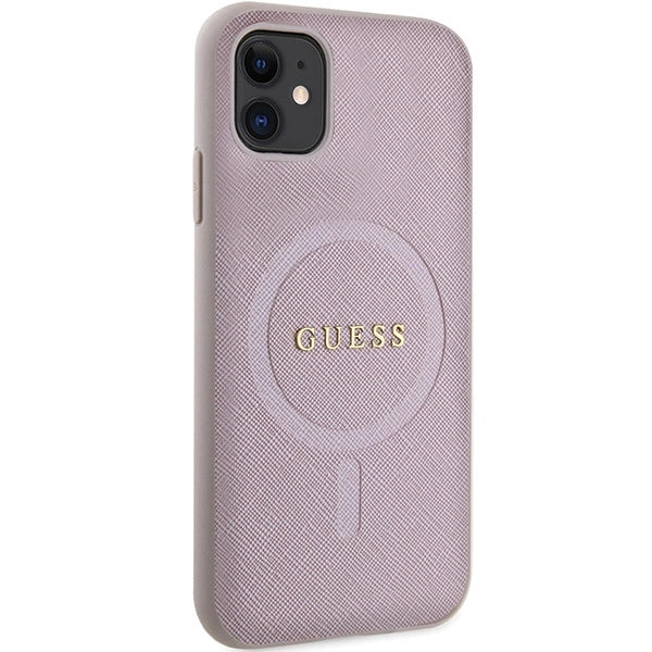 Guess GUHMN61PSAHMCP fodtøj til iPhone 11 / Xr - pink Saffiano MagSafe
