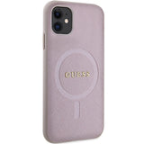 Guess GUHMN61PSAHMCP fodtøj til iPhone 11 / Xr - pink Saffiano MagSafe